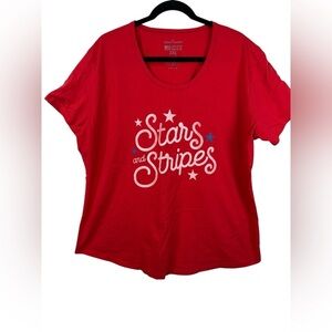 General Standard women’s Stars & Stripes red graphic tee. Size 2XL